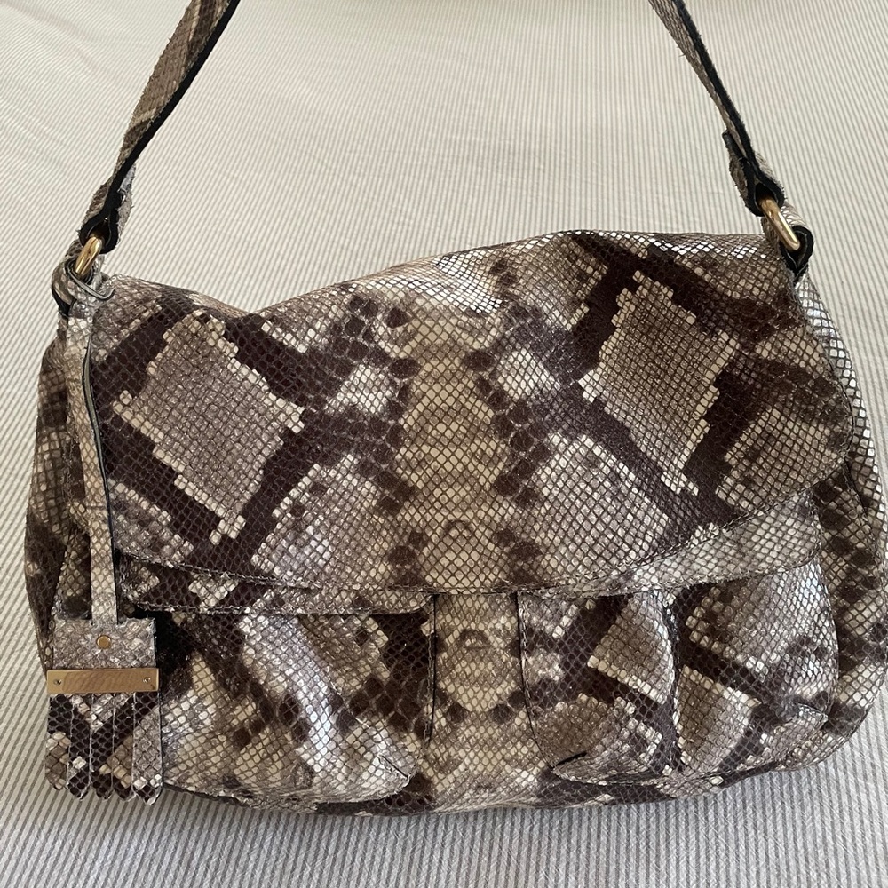 Genuine Leather Embossed Snakeprint Purse